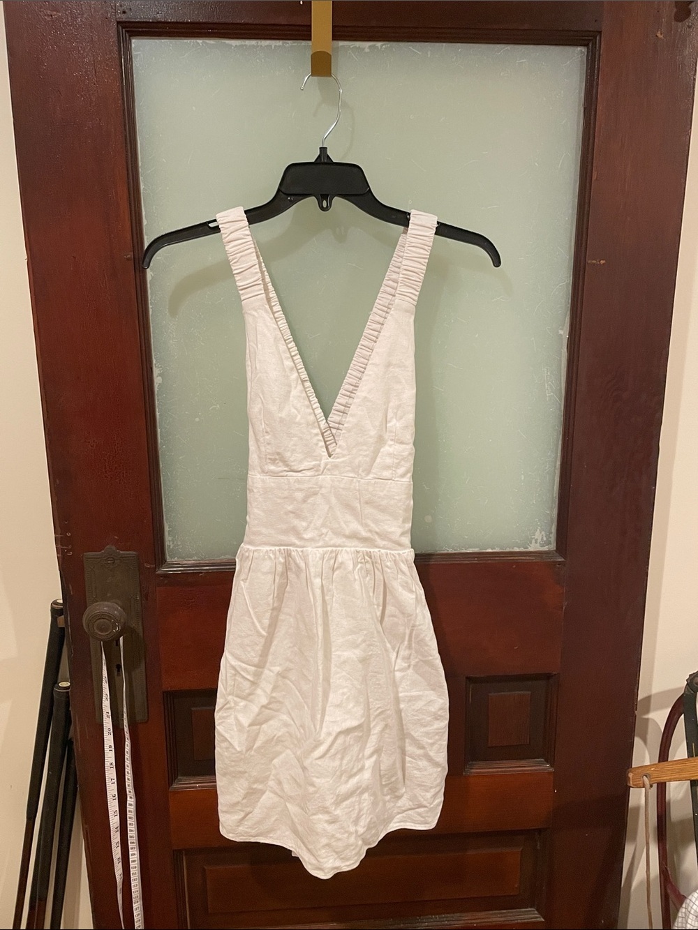 Abercrombie & Fitch White Deep V-Neck Mini Dress